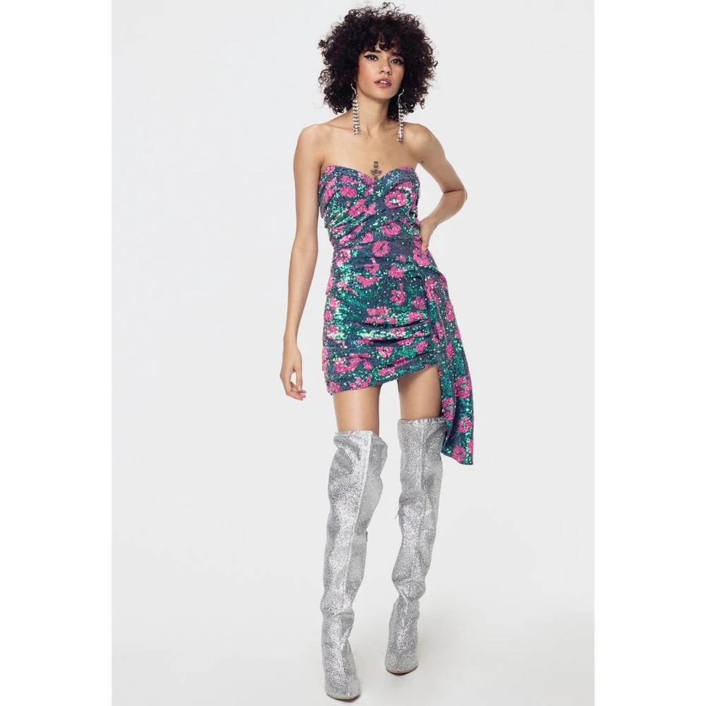 For Love & Lemons Pauline Sequin Strapless Dress